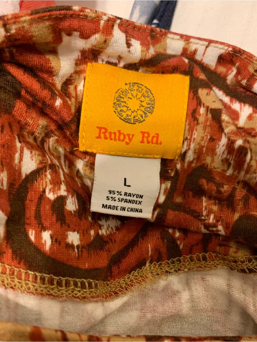 Ruby Rd. Rust Brown & Cream Abstract Print Tunic Top - Picture 5 of 5